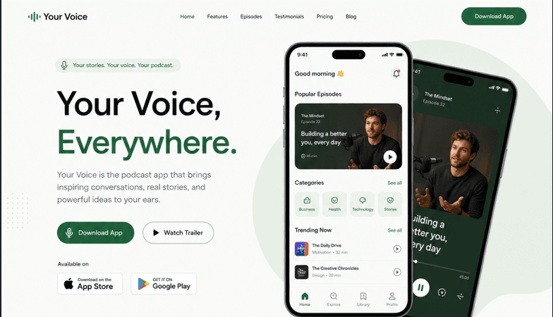 Landing page hero section